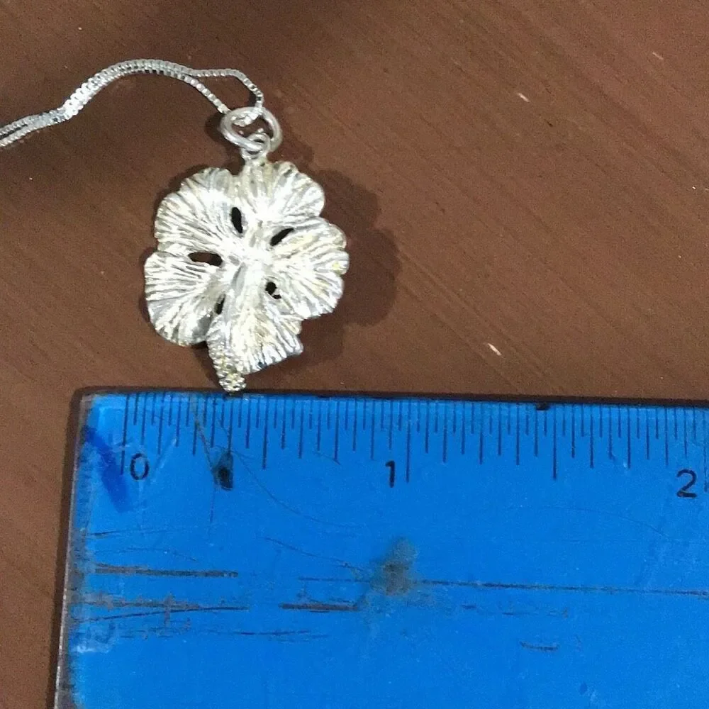 Hibiscus Flower Sterling Silver Pendant, 18